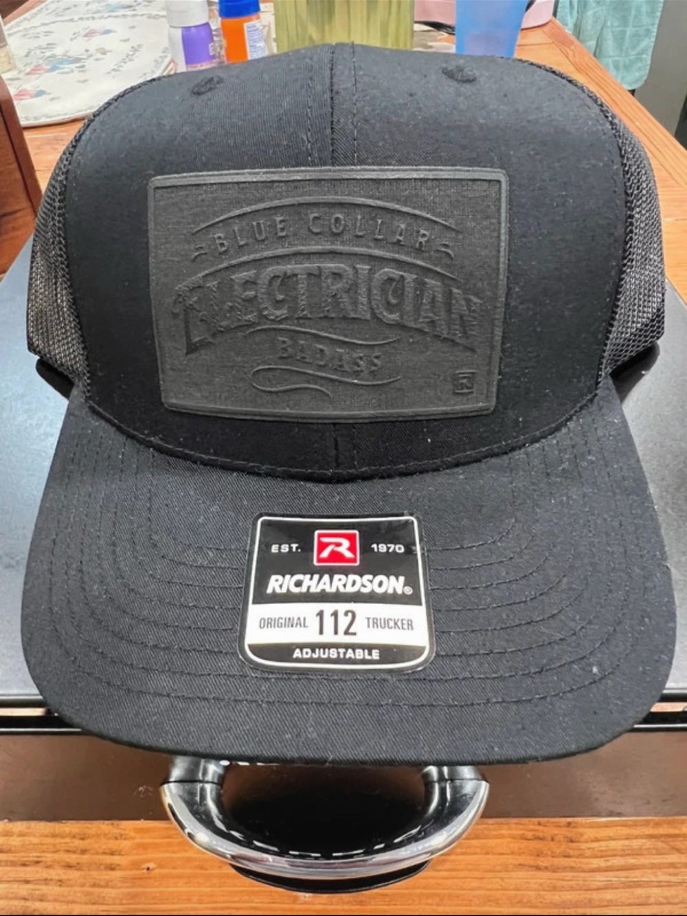 Richardson Black Trucker Hat with Electrician Patch